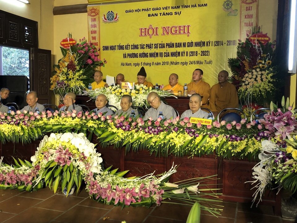 Hội nghị Sinh hoạt tổng kết công tác Phật sự của Phân ban Ni giới nhiệm kỳ (2014-2018) và phương hướng, ra mắt  Phân ban Ni giới GHPGVN Tỉnh Hà Nam nhiệm kỳ (2018-2022).
