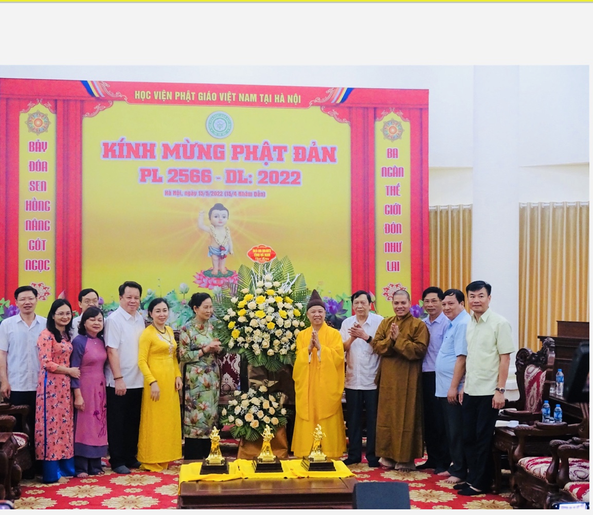 Phái đoàn Tỉnh ủy, UBND tỉnh Hà Nam đến chúc mừng Phật đản Học viện Phật giáo Việt Nam tại Hà Nội